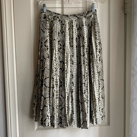 J. Crew Python Snake Print Pleated Midi Skirt - Picture 9 of 11